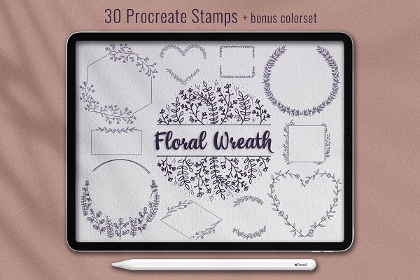 Download Floral Wreath Stamps for Procreate