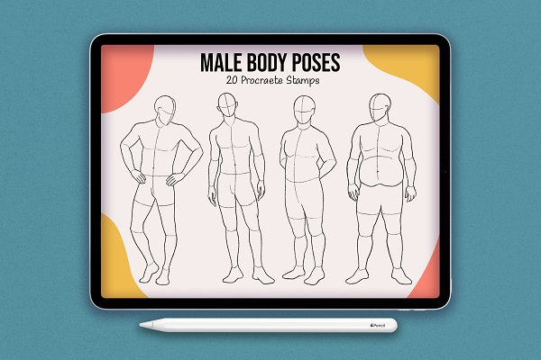 Download 20 Realistic Male Body Poses Stamps