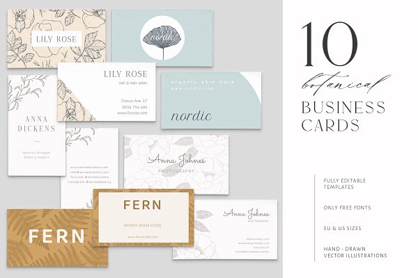 Download 10 botanical business cards & logos