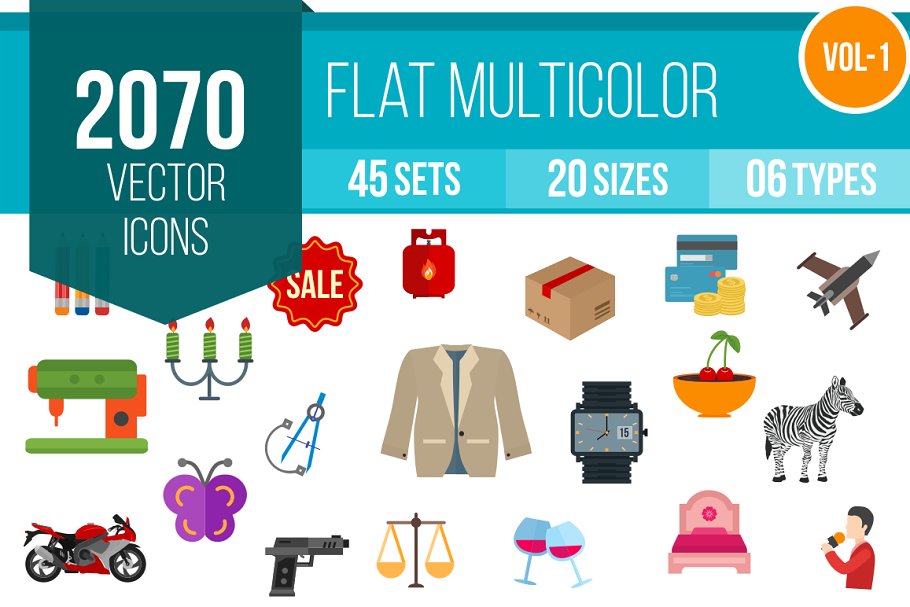 Download 2070 Flat Multicolor Icons (V1)