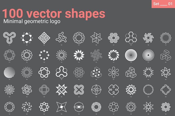 Download 100 Vector shapes Minimal geometric