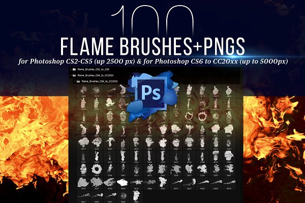 Download 100 Photoshop Flame Brushes + PNGs