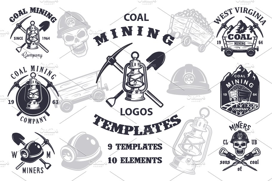 Download Set of vintage mining emblems