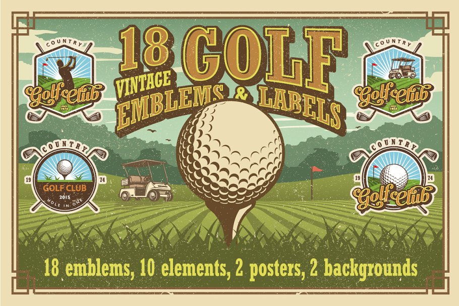 Download Set of vintage golf emblems