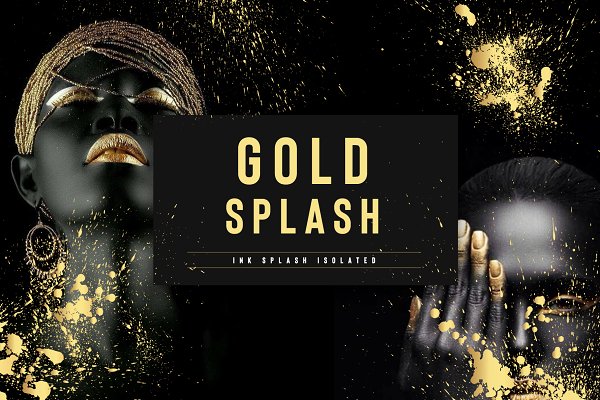 Download Set of gold splash on black background vector illustration