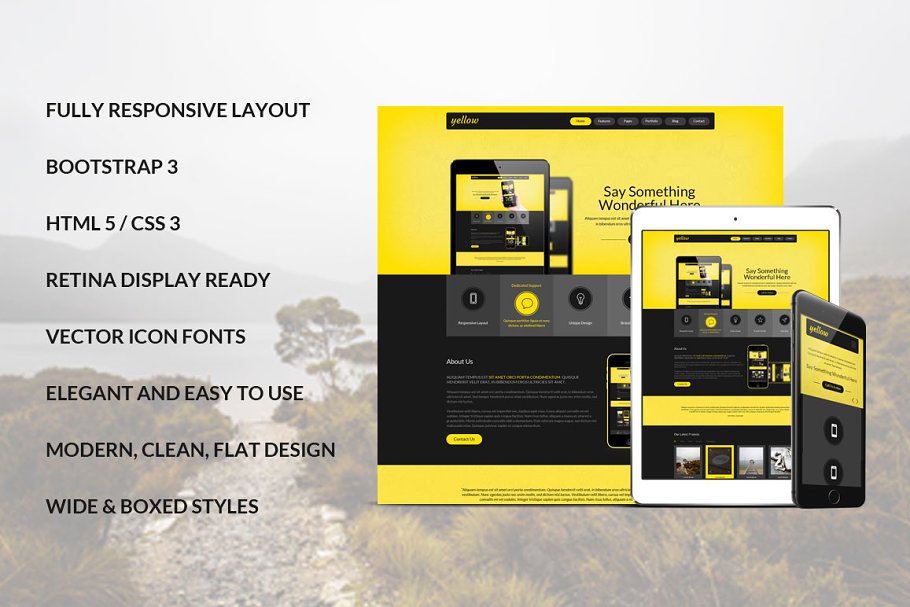 Download Yellow Bootstrap Responsive Template