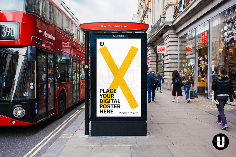 Download Bus Station Digital Poster Mockup
