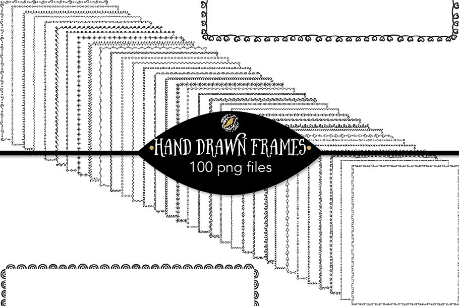 Download Set 119 - 100 Hand Drawn Frames