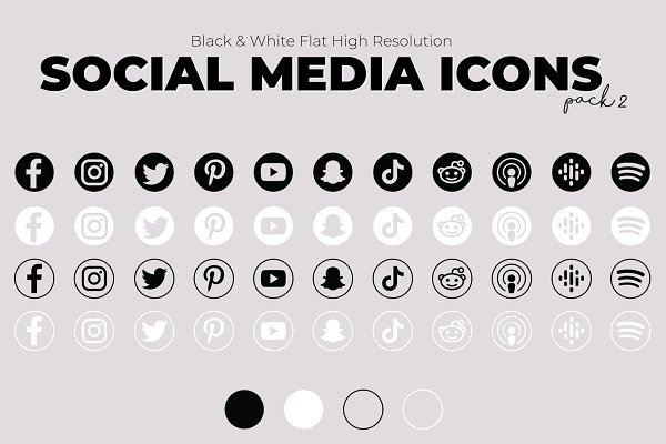 Download 11 Social Media Icons B&W Pack 2