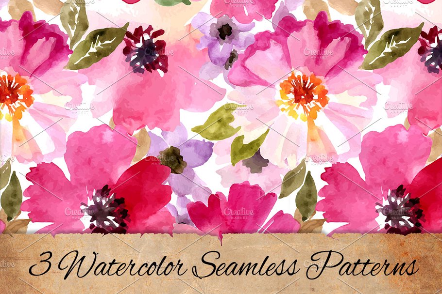 Download Watercolor patterns set