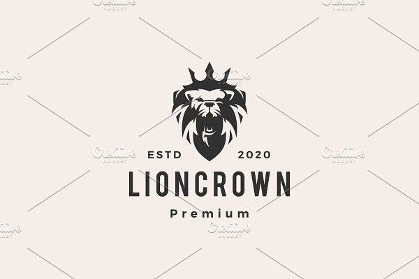 Download lion king crown hipster vintage logo