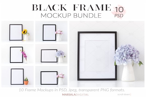 Download Black Frame Mockup Bundle set of 10