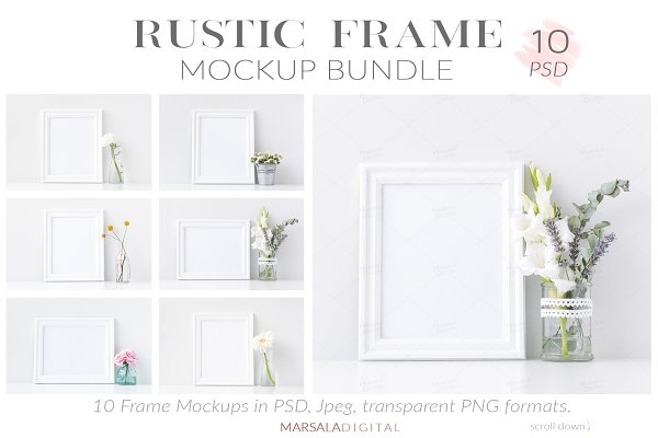 Download Rustic White Frame Mockup Bundle