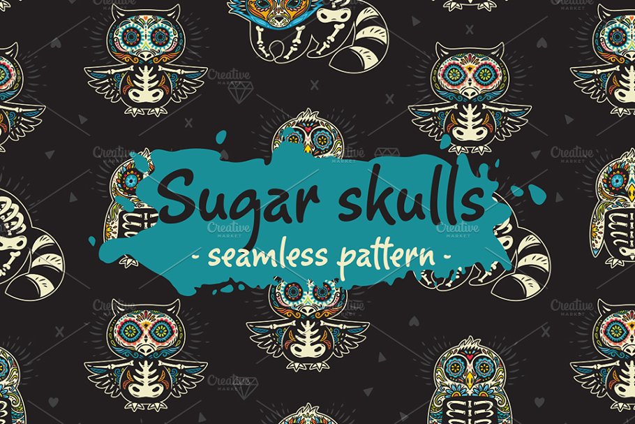 Download 11 Sugar skulls seamless patterns