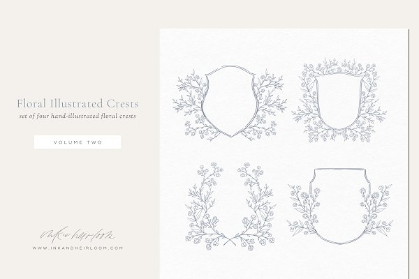 Download Illustrated Floral Crest Set Vol. 2