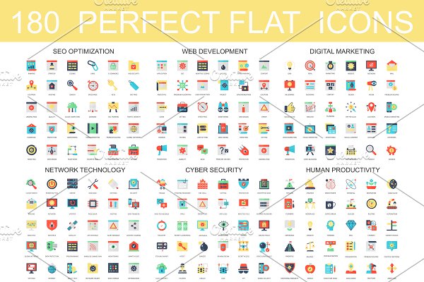 Download 180 flat classic icons