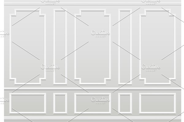 Download Empty white wall. Moulding panels