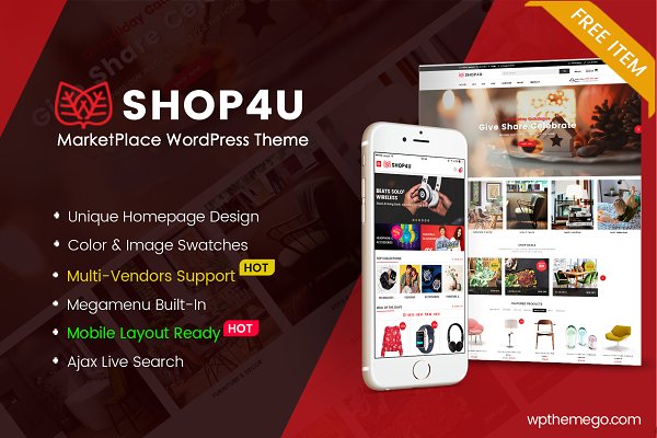 Download Shop4U - FREE MarketPlace WordPress