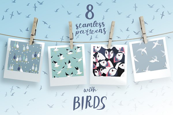 Download Seamless patterns with birds