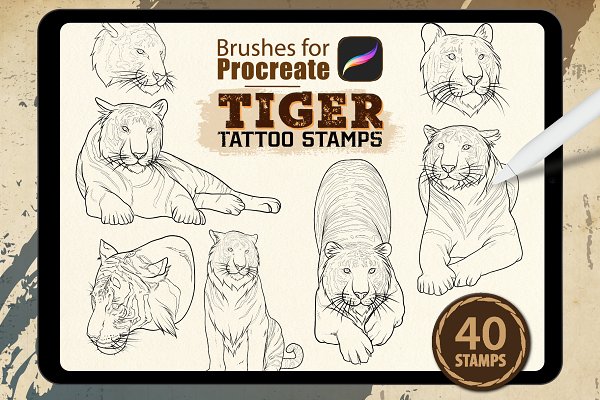 Download Procreate - Tiger Tattoo Stamps