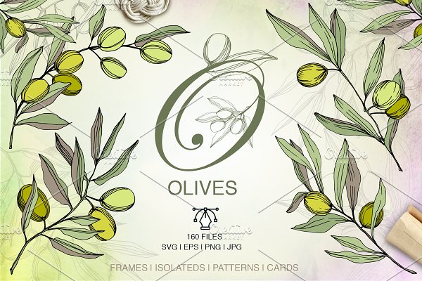 Download Olives vector EPS watercolor set  