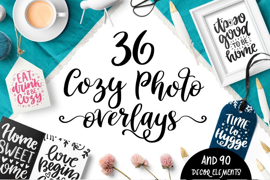 Download 36 Cozy Photo Overlays with Clipart!