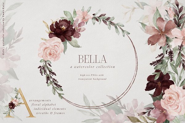 Download Bella Florals & Watercolor Alphabet