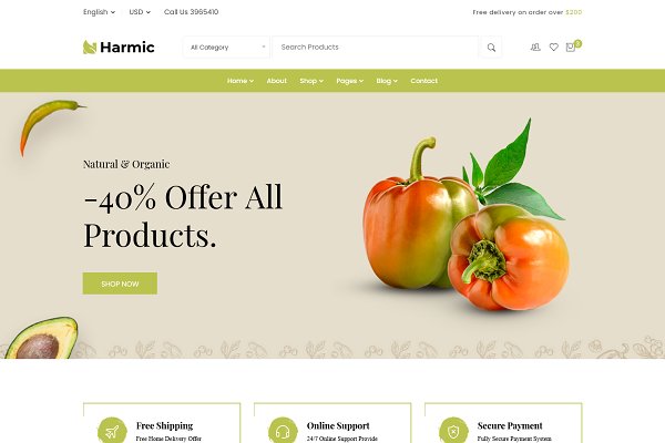 Download Harmic - Organic Food HTML Template