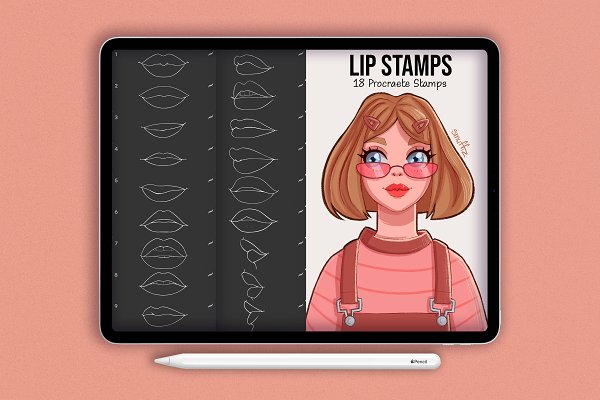 Download 18 Procreate Lips Stamp Brushes