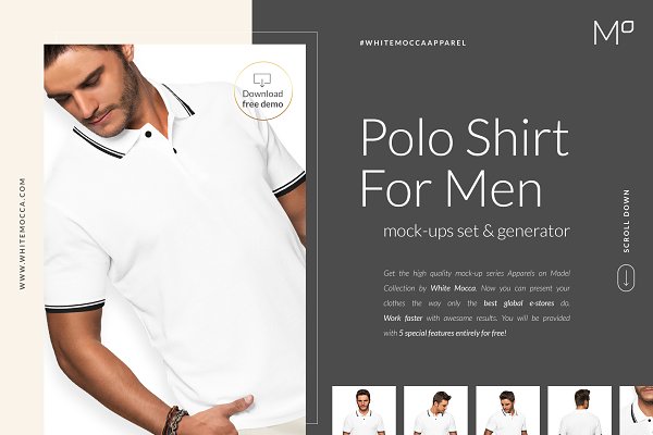 Download Men Polo Shirt Mockups Set FREE DEMO