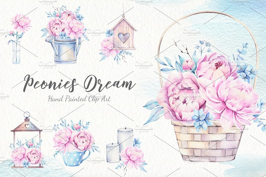 Download Peonies Dream Watercolor Set