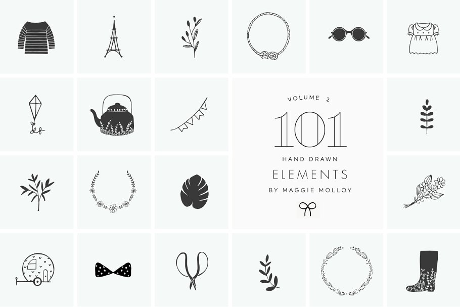 Download 101 Hand Drawn Logo Elements EPS PSD