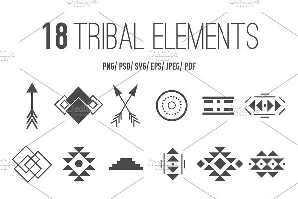 Download 18 Tribal elements + 6 Brushes