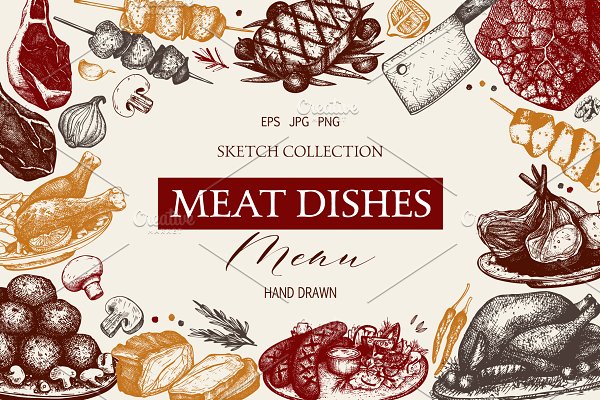 Download Vector Meat Dishes Collection