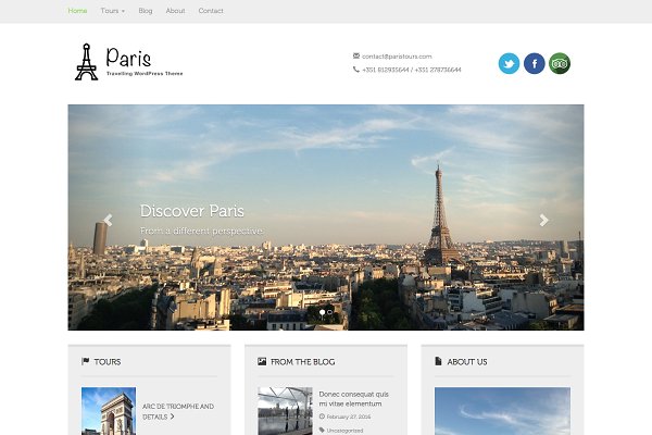 Download Paris WordPress Travelling Theme