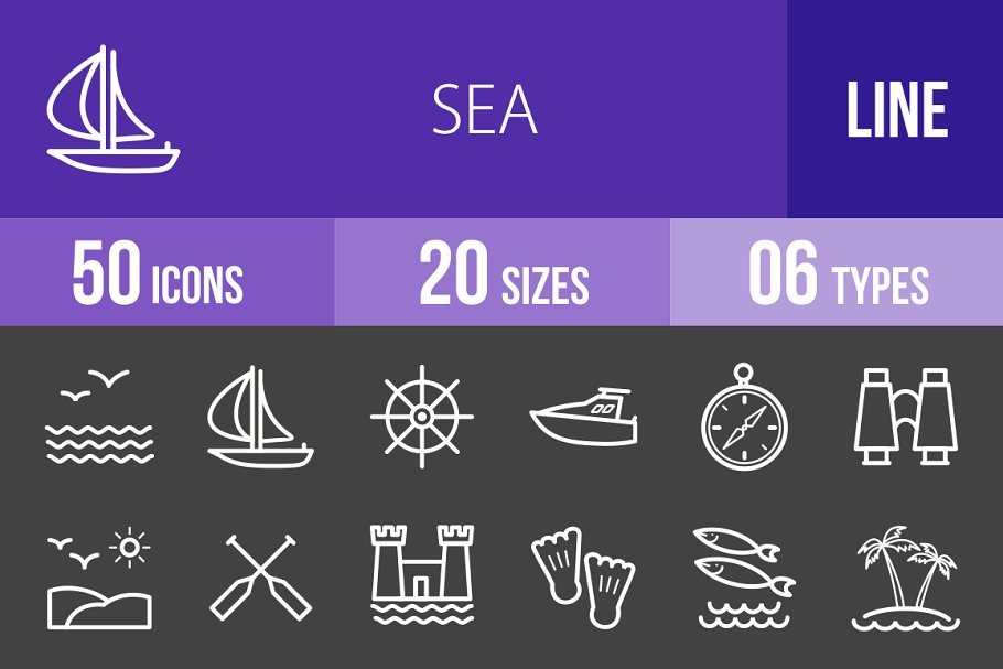 Download 50 Sea Line Inverted Icons