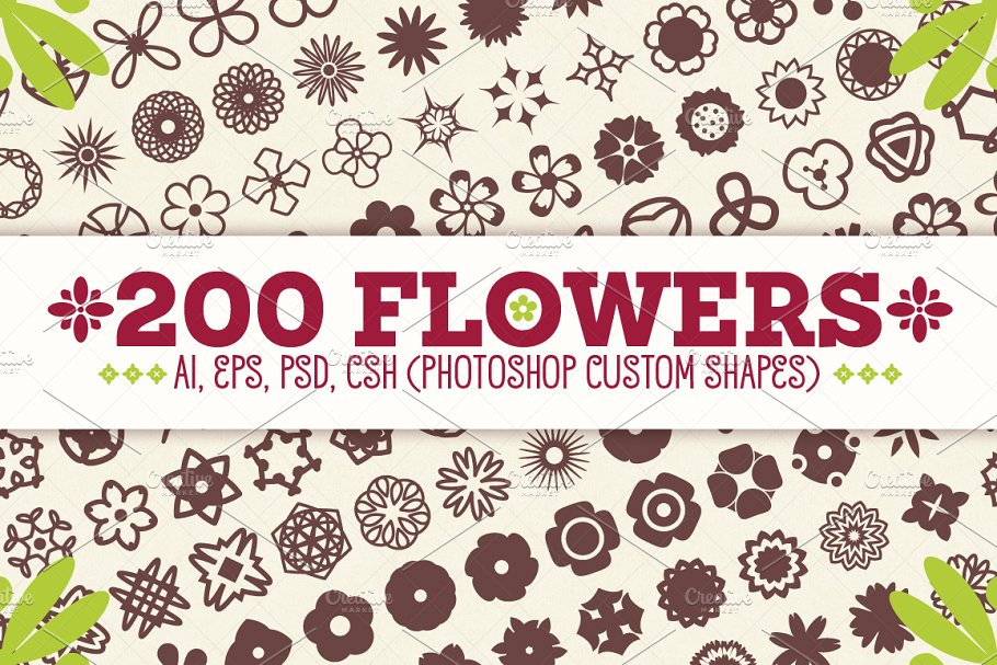 Download 200 Flowers - Vector Shapes Set