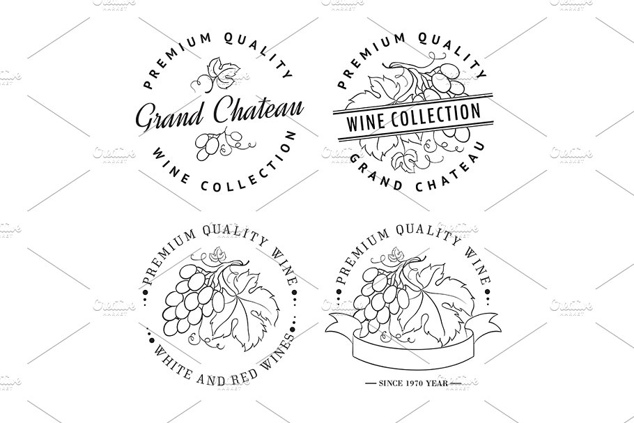 Download Template logo for wine with grapes.