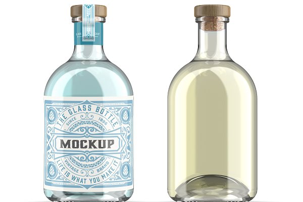 Download Gin Glass Bottle Mockup