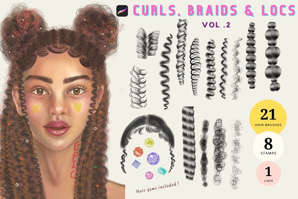 Download Procreate Hair brushes Curly Hair l