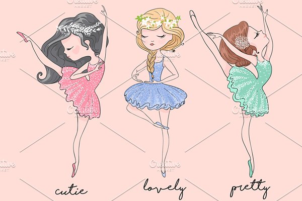 Download Ballerina cute girls pattern vector