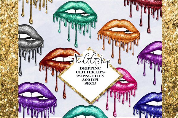 Download 22 Dripping Glitter Lips Cliparts