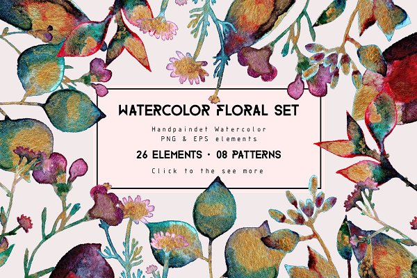 Download Watercolor Gold Floral Set
