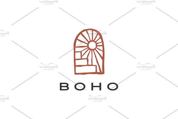 Download boho niche door stair sun logo