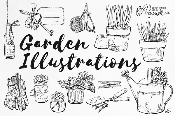 Download Garden Illustrations Inked Clipart