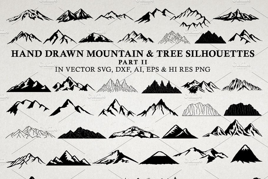 Download Hand Drawn Mountains and Trees 2