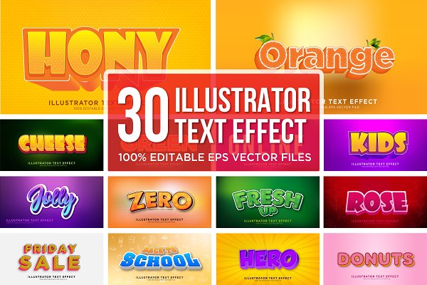 Download 30 Illustrator Text Effect Vector
