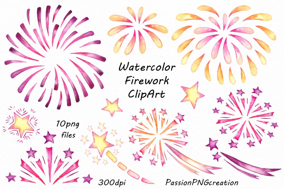 Download Watercolor Firework Clipart