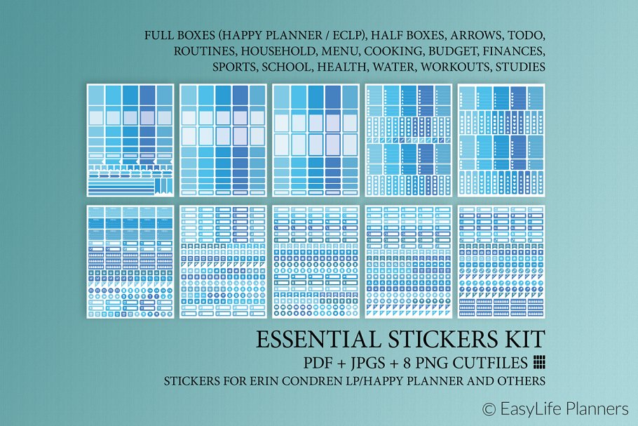 Download Planner Stickers Blue Printable
