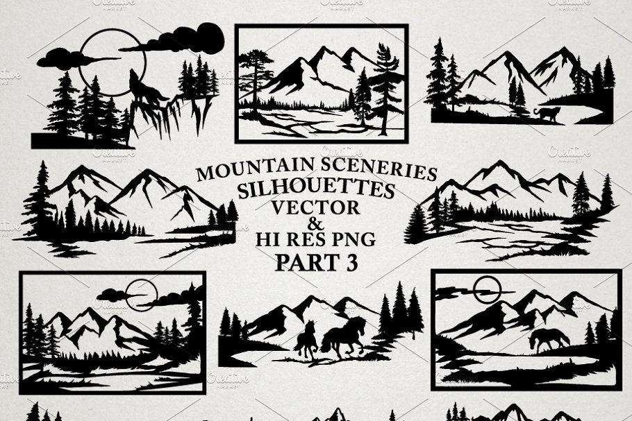 Download Mountain Sceneries Vector Pack